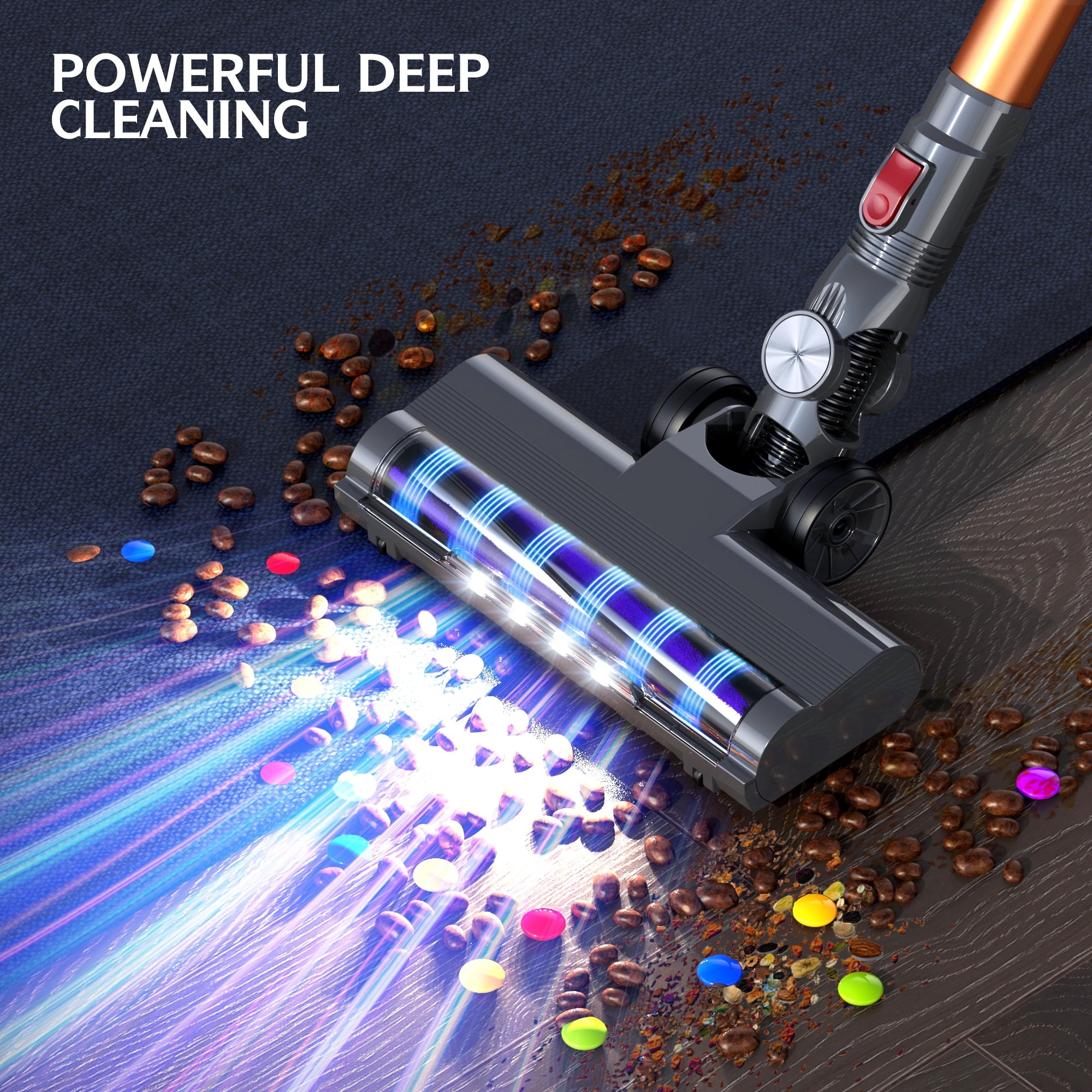 Roanow Cordless Vacuum Cleaner, 38KPA/55Min, Lightweight Stick Vacuum Cleaner for Home Hardwood Floor, Carpet and Pet Hair