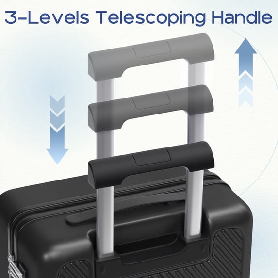 Luggage Sets 4 Piece Carry on Luggage with Spinner Wheels Hardshell Durable Suitcase with TSA Lock 14 20 24 28 inch Black