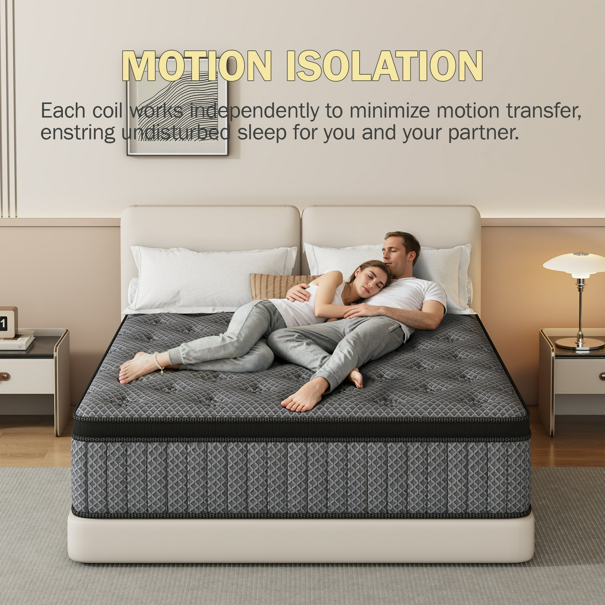 HIKOS 10 inch Full Mattress in a Box, Cooling Gel Memory Foam Hybrid Mattress with Individually Wrapped Pocket Coils, Medium Firm Full Size Mattress, Pressure Relief for Adult
