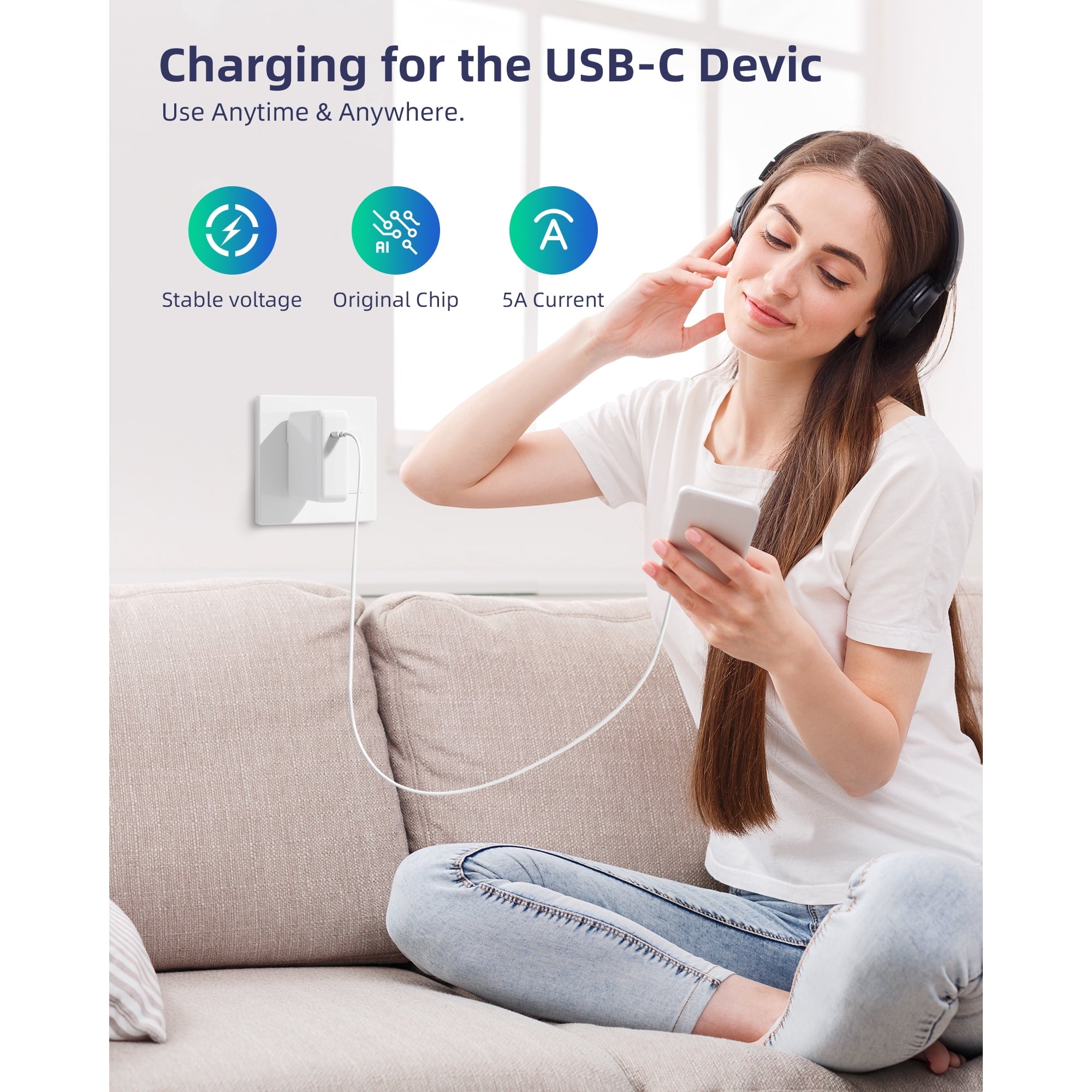 96W USB C Fast Charger，Laptop Charger Compatible with All USB C Charge Device