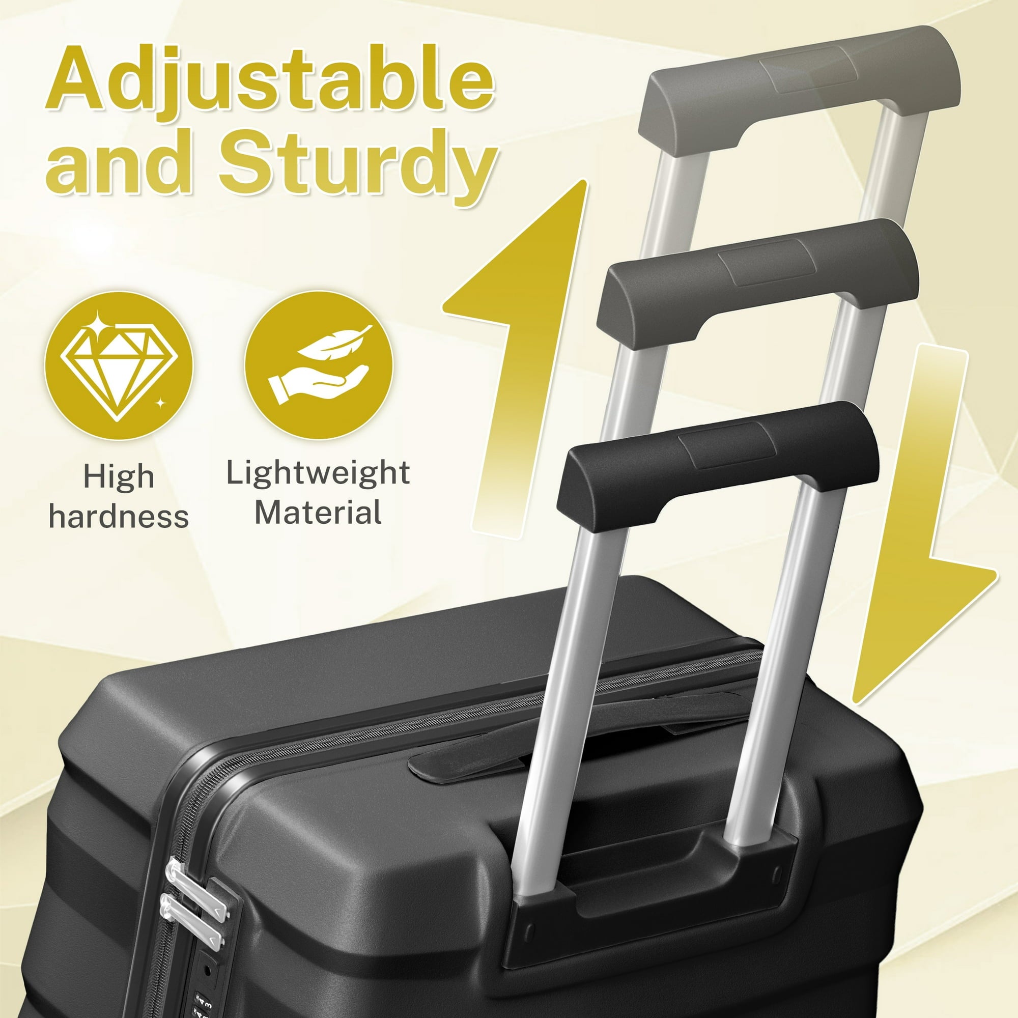 Luggage Sets 3 Piece Lightweight Luggage with Spinner Wheels ABS Travel Suitcase with TSA Lock 20 24 28 inch Carry on Luggage Black