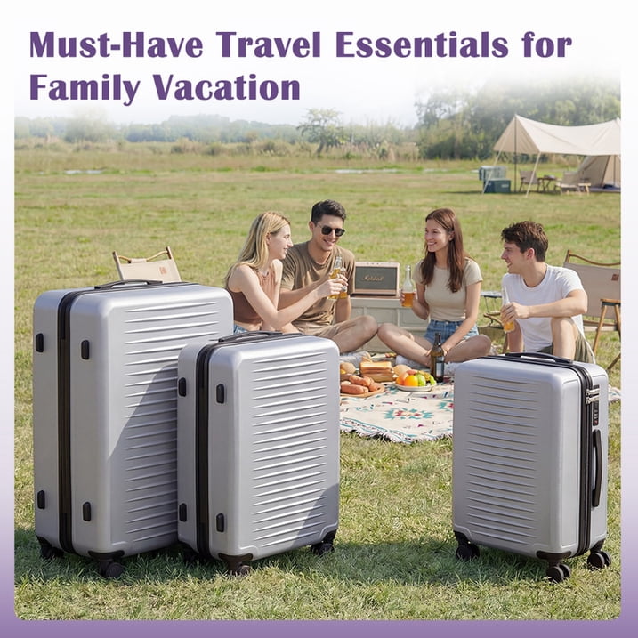 Luggage Sets 3 Piece Carry on Luggage with Spinner Wheels Hardshell Durable Suitcase with TSA Lock 20 24 28 inch Silver