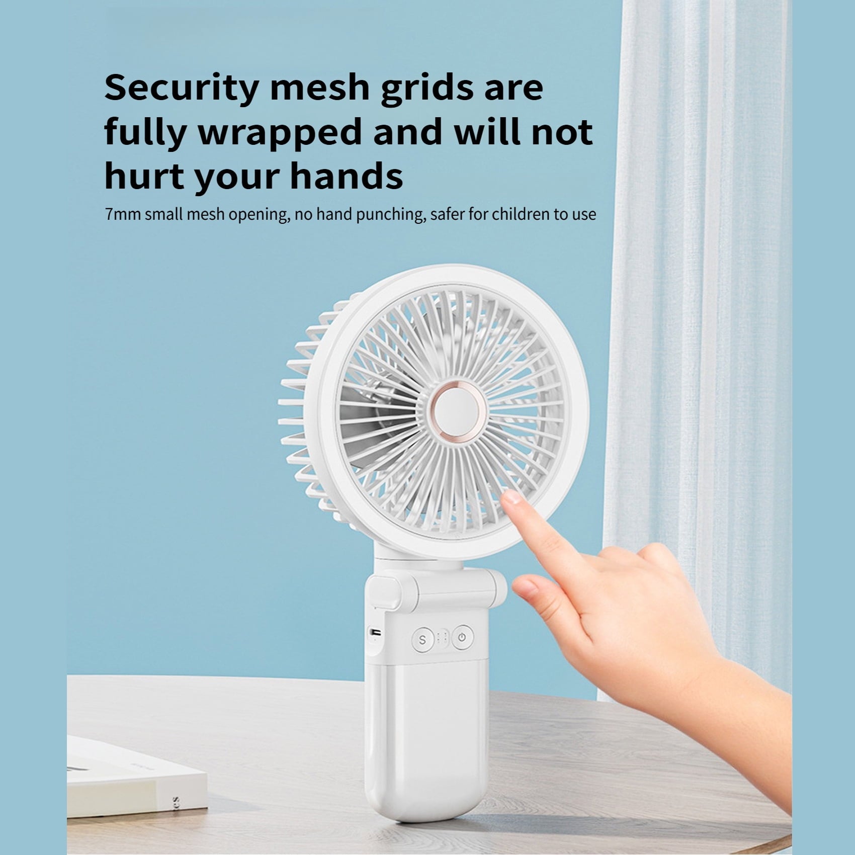 New 9000mAh 4-Speed Oscillating LED Desk Fan,Portable Stroller Fan/Foldable Hanging Clip Fans,Handheld Fans,Personal Rechargeable Small Fan for Home Travel Camping,11inch,Blue
