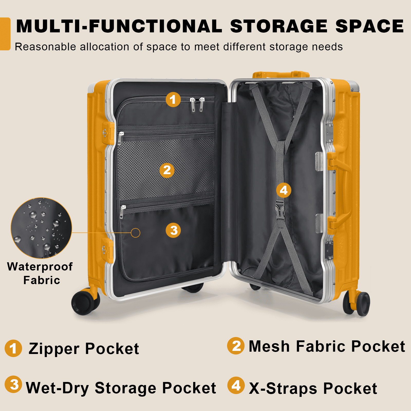 Luggage Sets 2 Piece Hard Shell PC ABS Aluminium Frame Suitcase with Spinner Wheels TSA Lock Zipperless 20 28 inch Orange