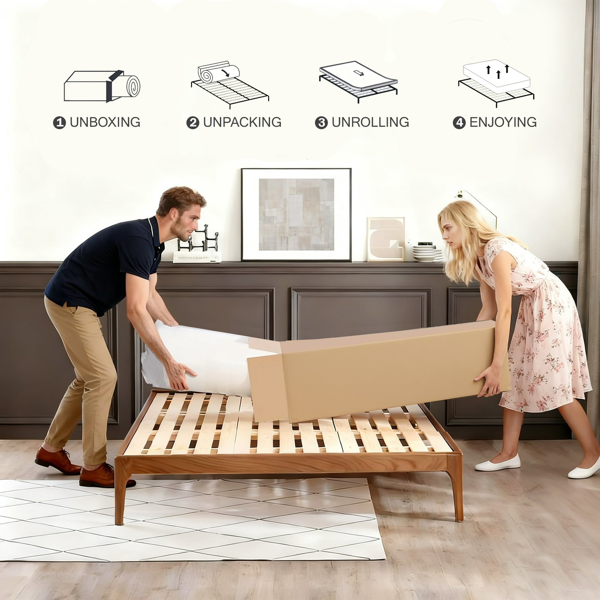 HIKOS 10 inch Full Mattress in a Box, Cooling Gel Memory Foam Hybrid Mattress with Individually Wrapped Pocket Coils, Medium Firm Full Size Mattress, Pressure Relief for Adult