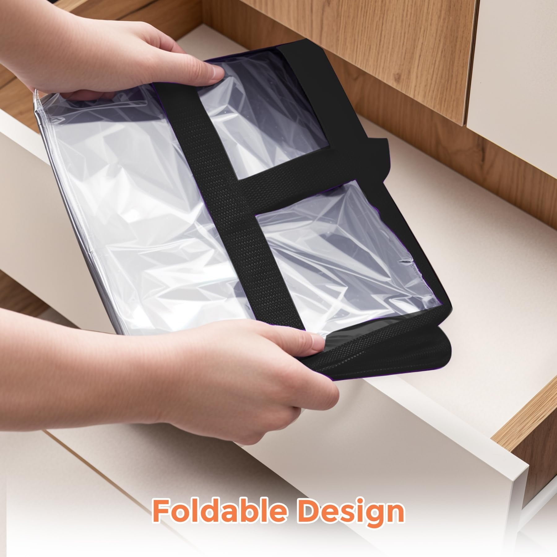 6 Pack Clear Clothes Storage Bags, Blanket Storage Bag with Zipper and Handle, Moving Bags for Bedding, Comforters, Clothing (40L)