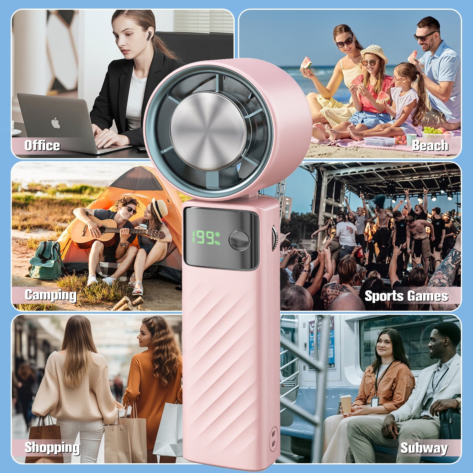 Juyafio Cutting-Edge Tech with 199 Speed Cooling Portable Small Fan&Handheld Fan,Foldable Desktop Fan,4000mAh, USB Rechargeable And Quiet Personal Fan For Home, Office, Travel & Outdoor Use (White)