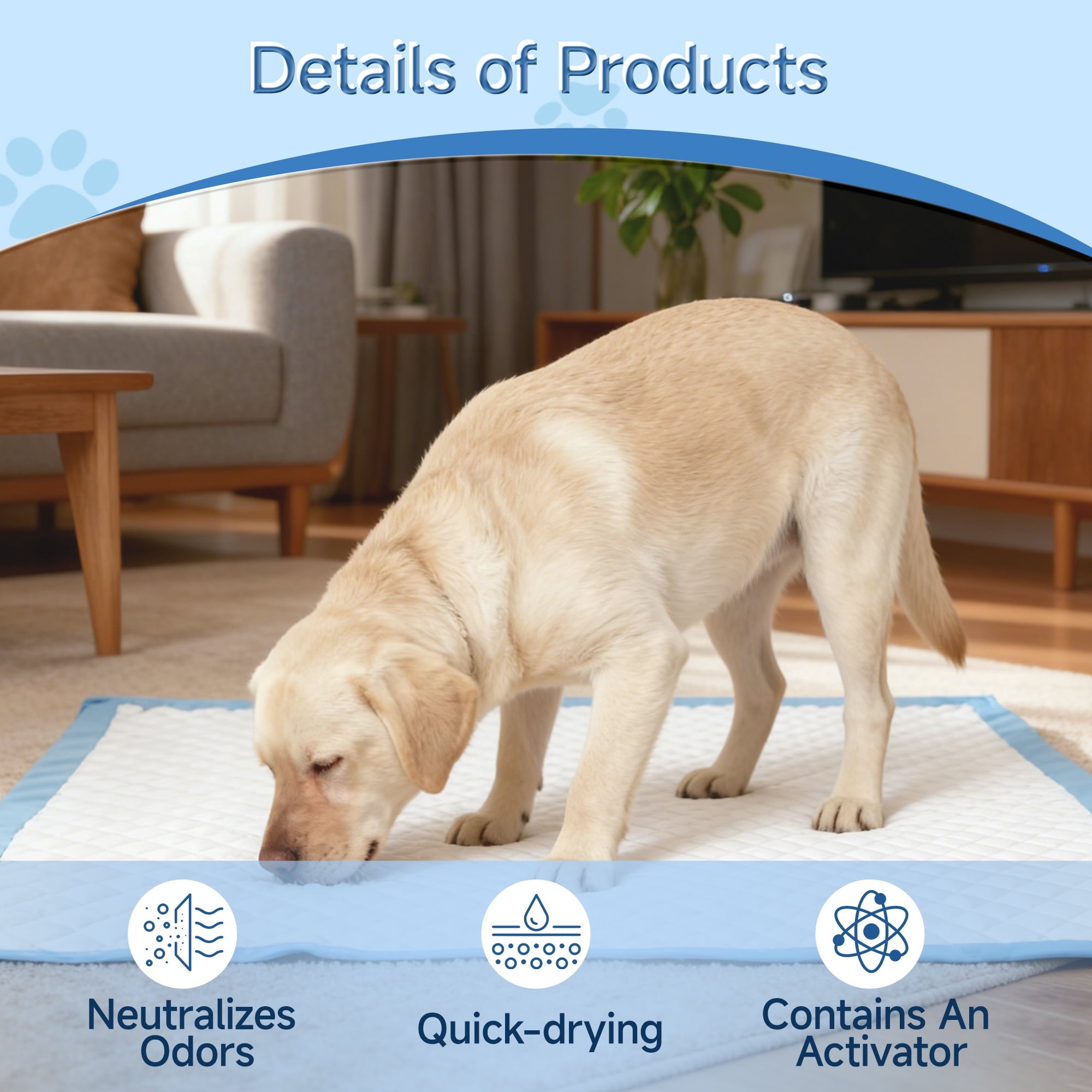 Woonono Puppy Pads Training Pads,Super Absorbent,L,22"X 22",100 Count Disposable Dog Pee Pads