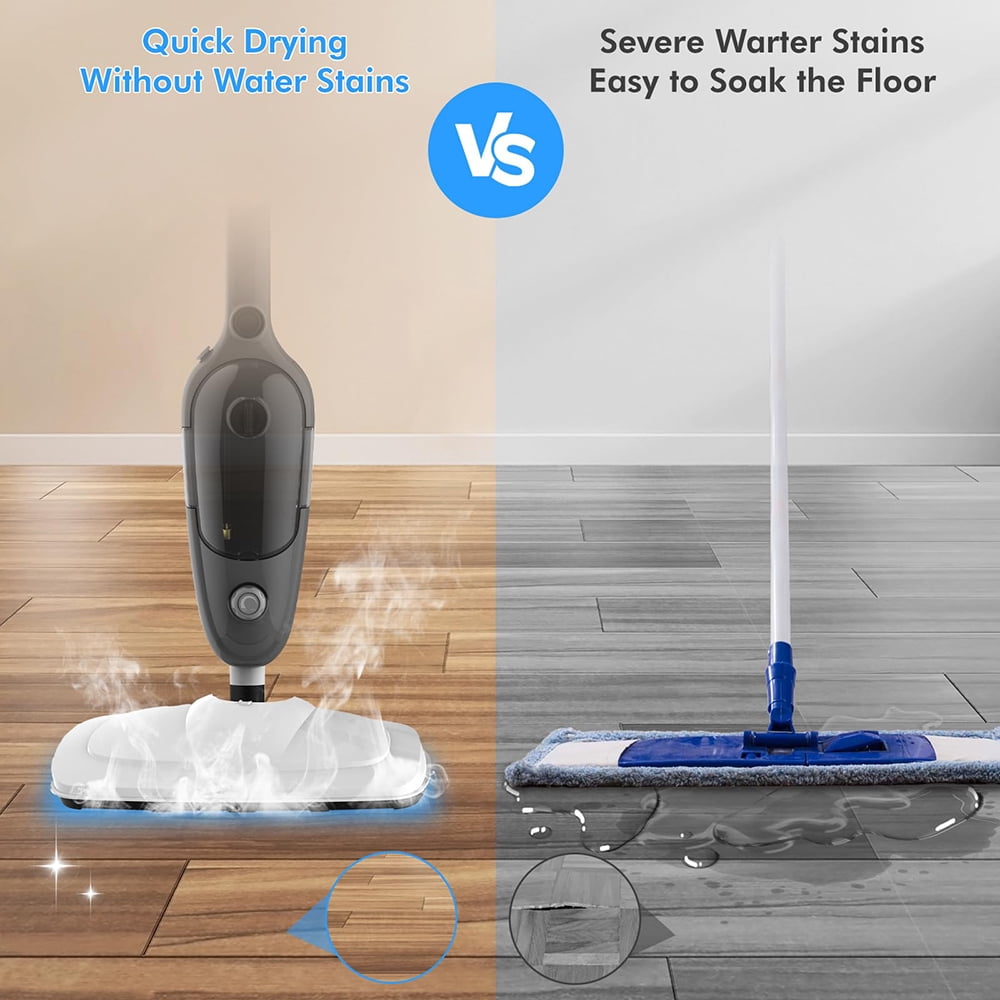 Purevigil Steam Mop , All-in-one Powerful Handheld Steam Cleaner Detachable For Hardwood Floors,Carpet,Tiles, Windows,with 11 Accessories,Grey