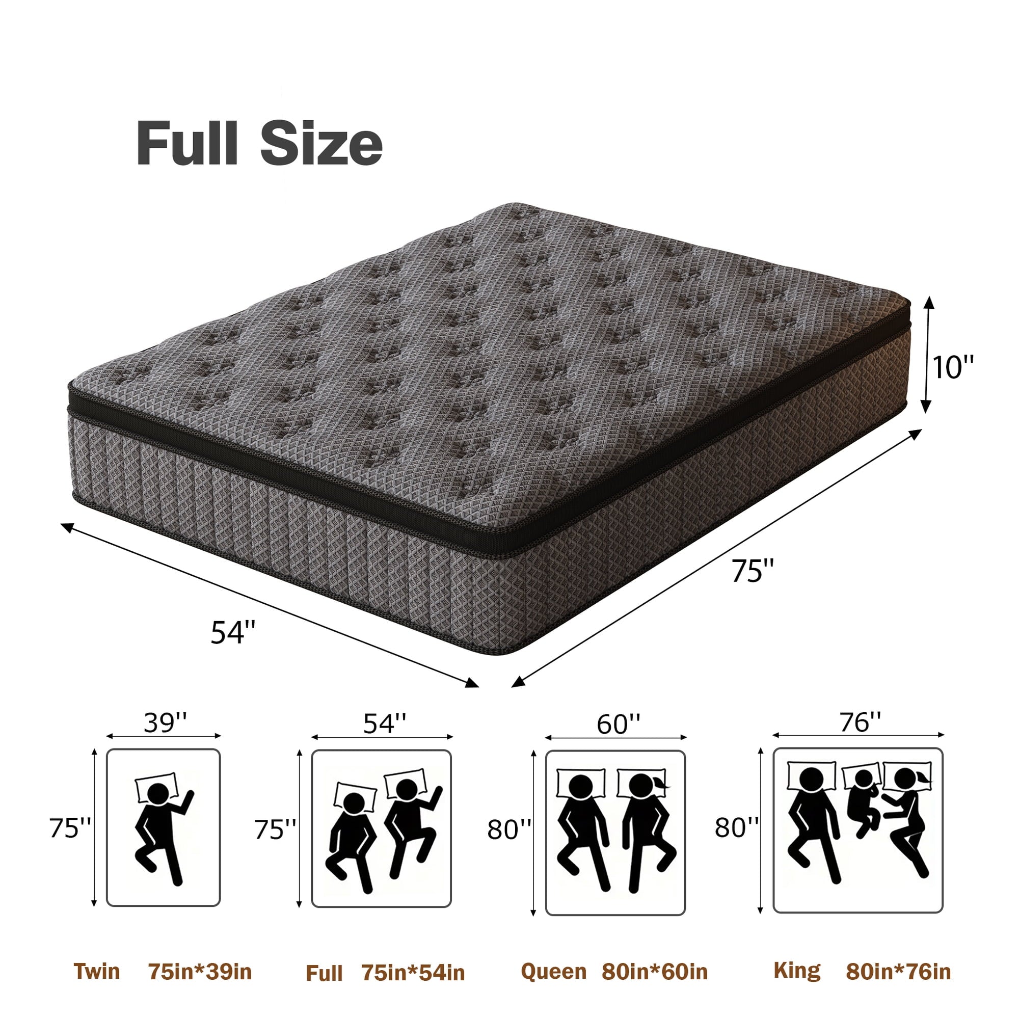 HIKOS 10 inch Full Mattress in a Box, Cooling Gel Memory Foam Hybrid Mattress with Individually Wrapped Pocket Coils, Medium Firm Full Size Mattress, Pressure Relief for Adult