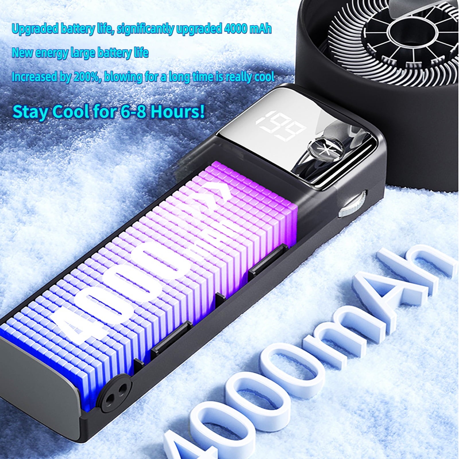 Juyafio Cutting-Edge Tech with 199 Speed Cooling Portable Small Fan&Handheld Fan,Foldable Desktop Fan,4000mAh, USB Rechargeable And Quiet Personal Fan For Home, Office, Travel & Outdoor Use (Black)