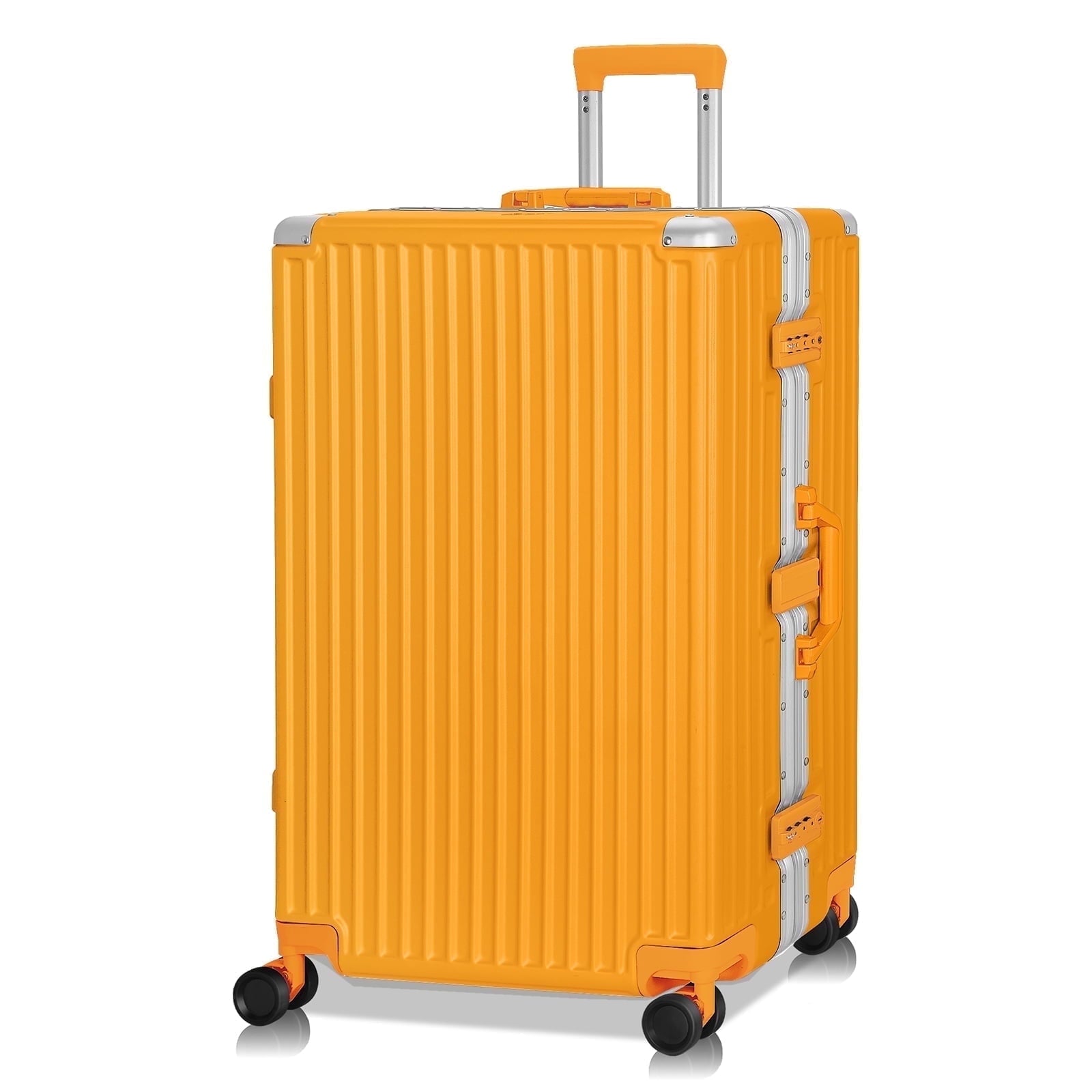 Luggage Aluminium Frame PC ABS Hardshell Suitcase with Spinner Wheels TSA Lock Zipperless Luggage 28 inch Orange