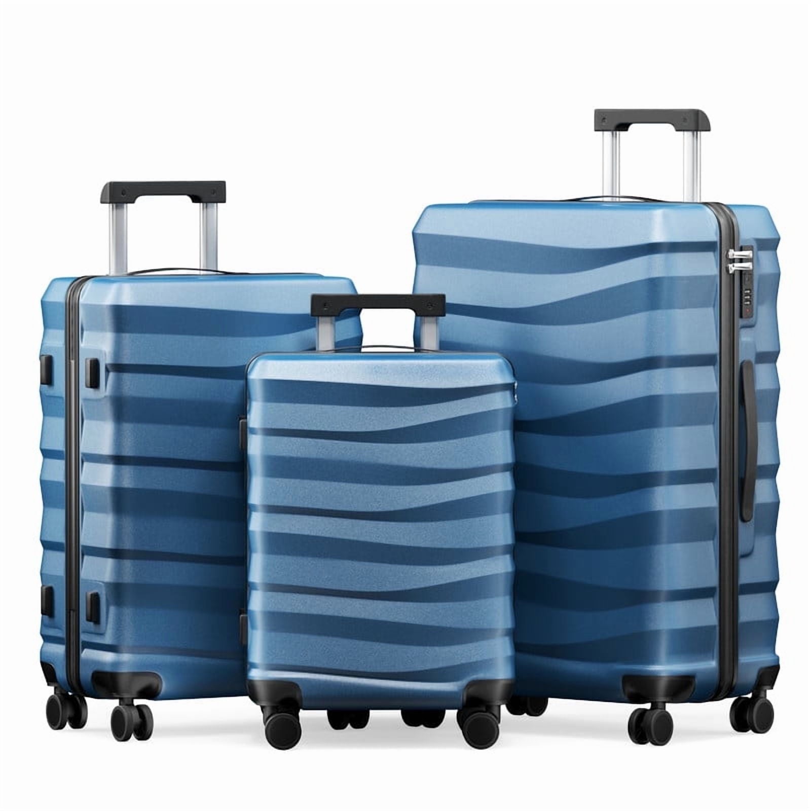 Luggage Sets 3 Piece Lightweight Luggage with Spinner Wheels ABS Travel Suitcase with TSA Lock 20 24 28 inch Carry on Luggage Blue