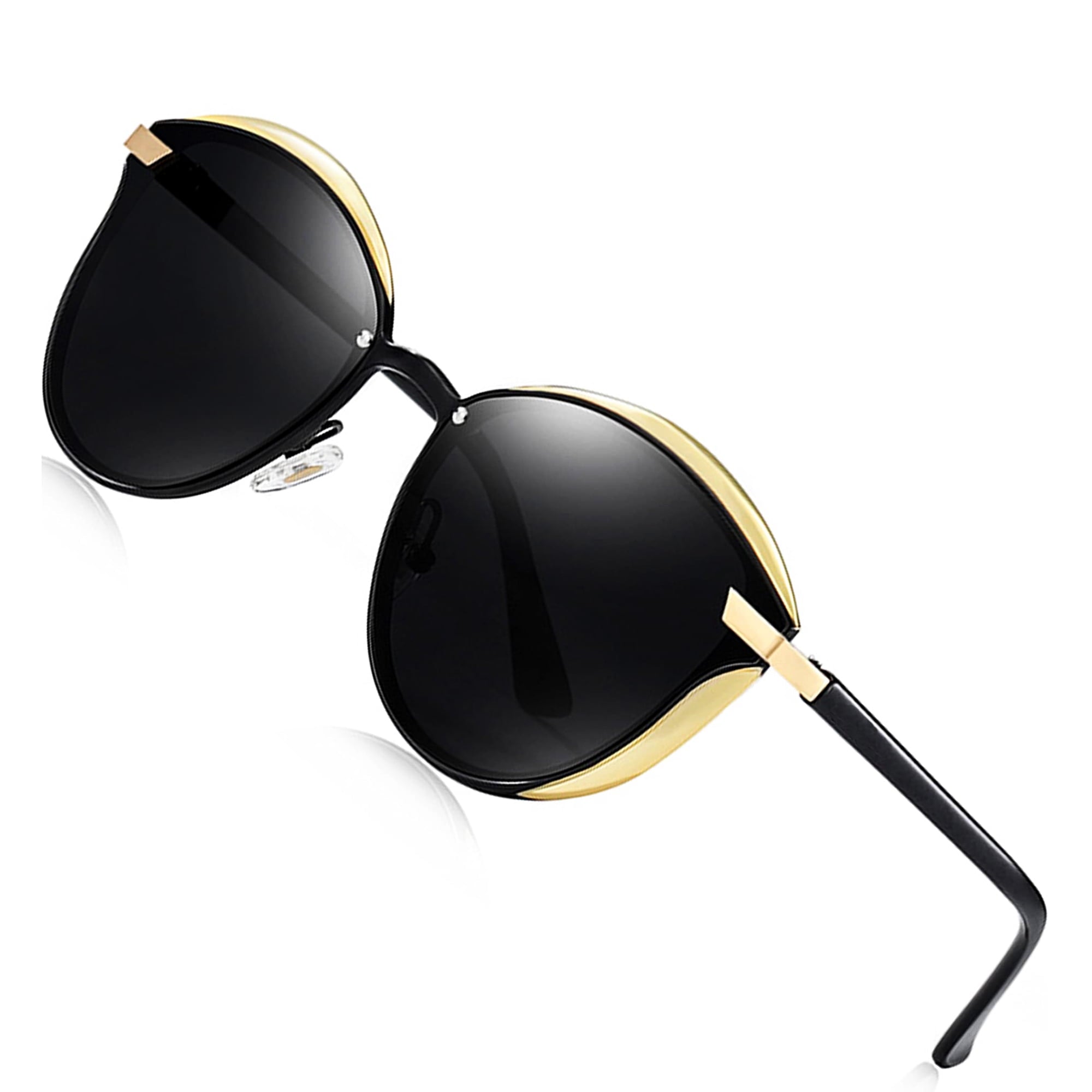 Newest Trendy Women's Oversized Polarized Sunglasses, High Quality, 100% UV400 Protection, HD VISUAL, Suitable for Driving, Outdoor, Traveling(Black）