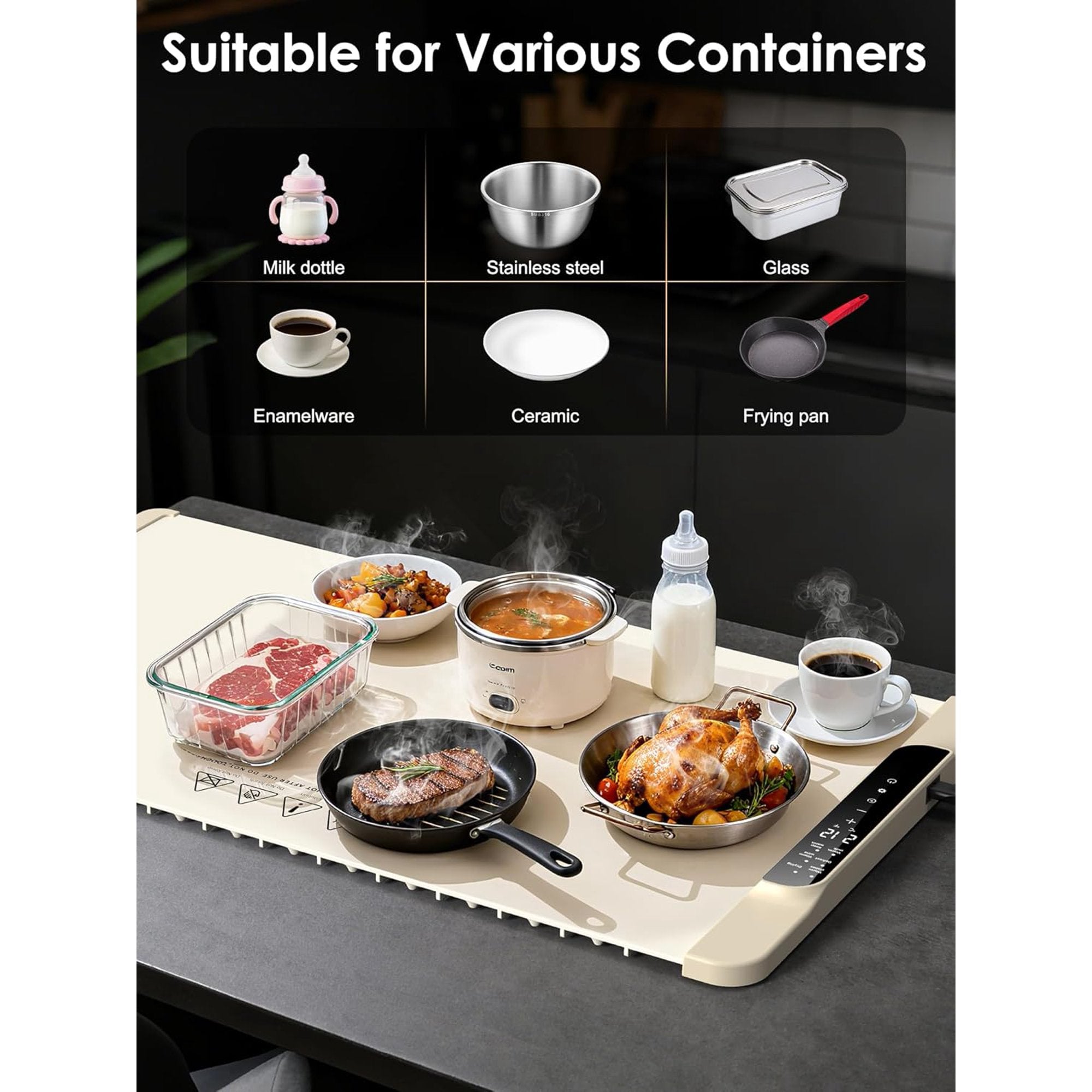 Acarner Warming Mat for Food , Portable Large Food Warmers Trays for Buffets Parties,Full Surface Fast Heating,10 Temperature Setting,Child Lock Safety