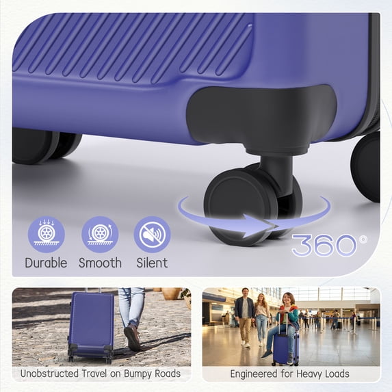 Luggage Sets 4 Piece Carry on Luggage with Spinner Wheels Hardshell Durable Suitcase with TSA Lock 14 20 24 28 inch NavyBlue