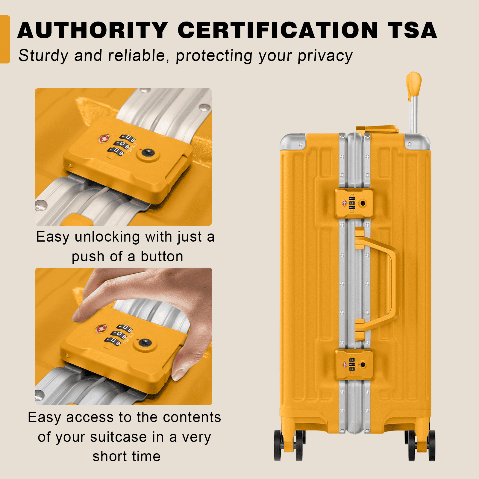 Luggage Sets 2 Piece Hard Shell PC ABS Aluminium Frame Suitcase with Spinner Wheels TSA Lock Zipperless 20 28 inch Orange