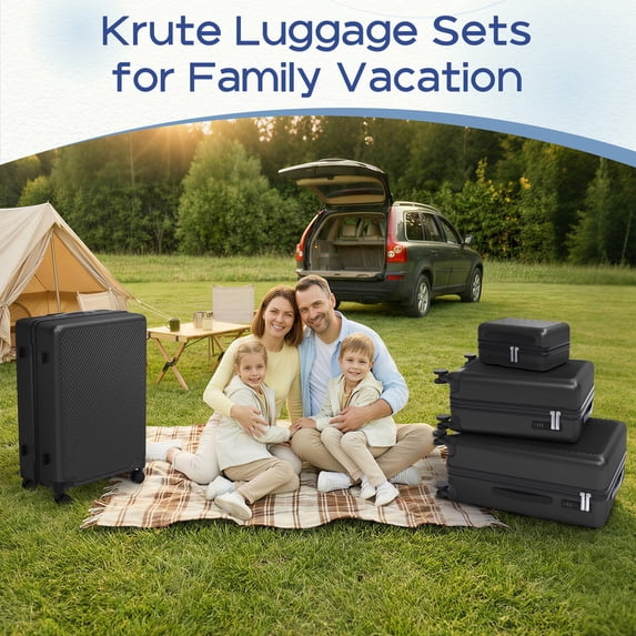 Luggage Sets 4 Piece Carry on Luggage with Spinner Wheels Hardshell Durable Suitcase with TSA Lock 14 20 24 28 inch Black
