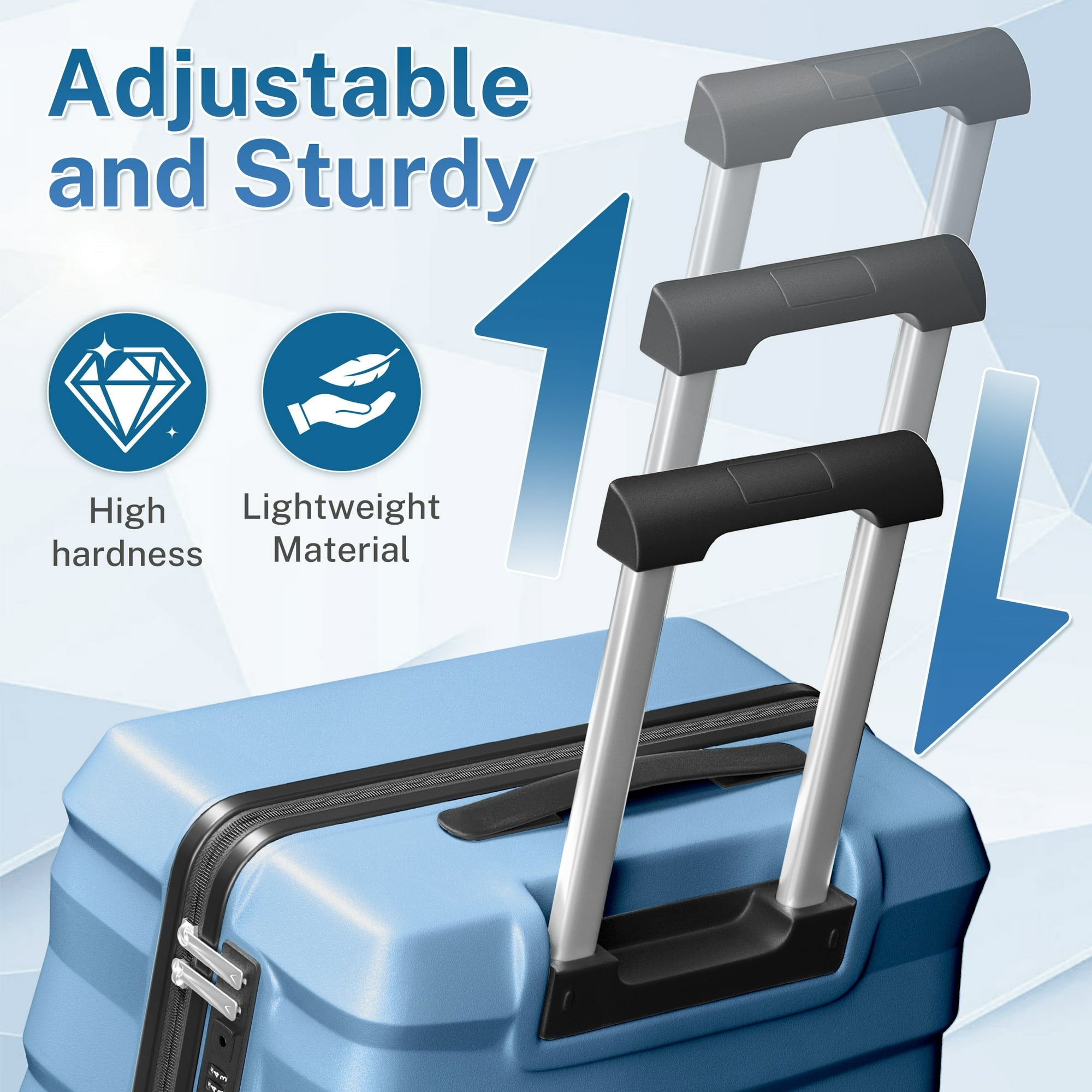 Luggage Sets 3 Piece Lightweight Luggage with Spinner Wheels ABS Travel Suitcase with TSA Lock 20 24 28 inch Carry on Luggage Blue